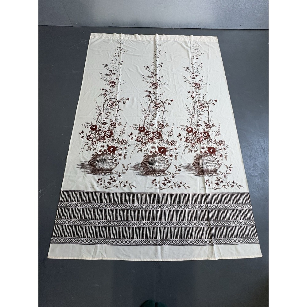 Mid Century Two Tone Floral Bamboo Curtain Panel Set - A Pair 86" - Picture 3 of 16